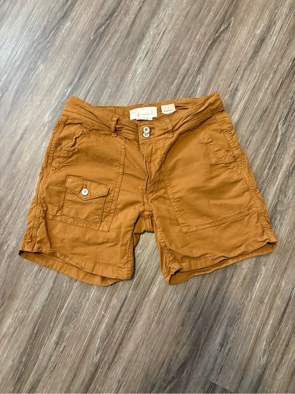 NWT Anthropologie Wanderer Double-Button Shorts in Burnt Orange